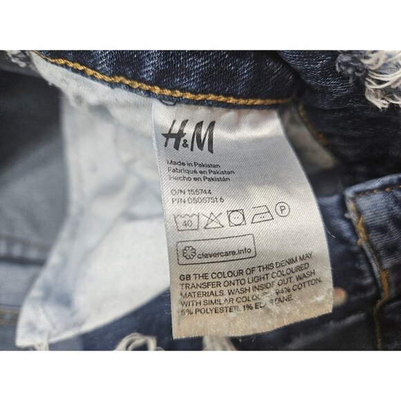 (3/$35) H&M &Denim Jeans Womens 32 High Waist Skinny Ankle Raw Hem Distressed - Picture 8 of 13
